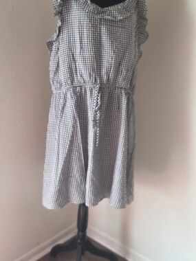 ANDREE BY UNIT Black and White Gingham Ruffle Dress 2x